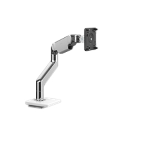 Brazo Para Monitor M8.1 Con Soporte de pinza para escritorio deslizante, 18 mm, Aluminio Pulido Con Embellecedores Blancos