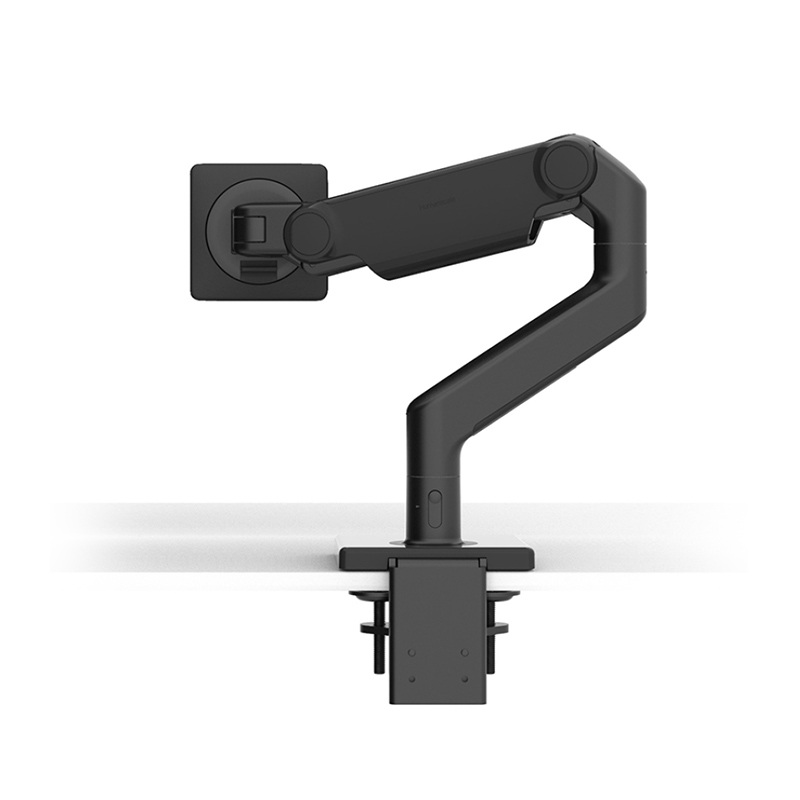 BRAZO PARA MONITOR M8.1 CON BASE DE SOPORTE DE PINZA EN DOS PIEZAS, NEGRO CON EMBELLECEDORES NEGROS