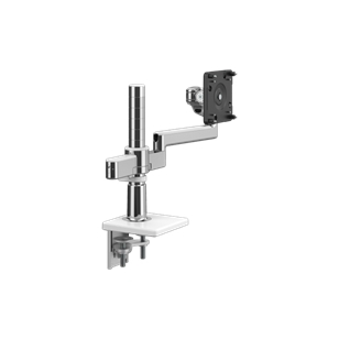 M/FLEX CON BRAZO PARA MONITOR M2.1, SUJECIÓN DOBLE PARA UN MONITOR, SOPORTE DE PINZA EN DOS PIEZAS, ALUMINIO PULIDO CON EMBELLECEDORES BLANCOS