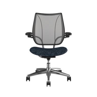 Silla de trabajo Liberty, respaldo Pinstripe Silver, asiento Arda 0771, estructura pulida con embellecedores negros Picture 2