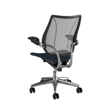 Silla de trabajo Liberty, respaldo Pinstripe Silver, asiento Arda 0771, estructura pulida con embellecedores negros Picture 3