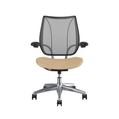 Silla de trabajo Liberty, respaldo Pinstripe Silver, asiento Ticinio Sand, estructura pulida con embellecedores negros Picture 2
