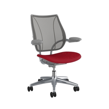 Silla de trabajo Liberty, respaldo Pinstripe Graphite, asiento Oxygen Liberty, estructura pulida con embellecedores plateados