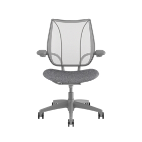 Silla de trabajo Liberty, respaldo Pinstripe White, asiento Remix 14. Estructura gris plata con embellecedores plateados Picture 2