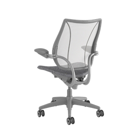 Silla de trabajo Liberty, respaldo Pinstripe White, asiento Remix 14. Estructura gris plata con embellecedores plateados Picture 3