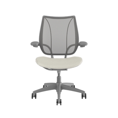 Silla de trabajo Liberty, respaldo Pinstripe Silver, asiento Ticinio Glacier. Estructura gris plata con embellecedores plateados Picture 2