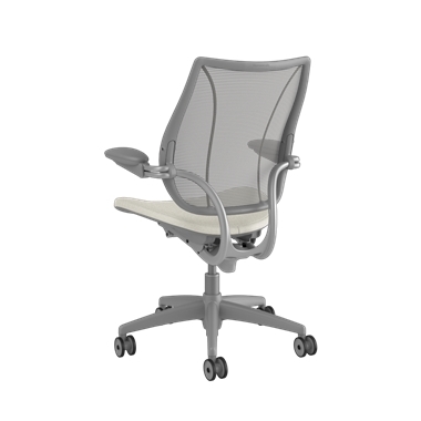 Silla de trabajo Liberty, respaldo Pinstripe Silver, asiento Ticinio Glacier. Estructura gris plata con embellecedores plateados Picture 3
