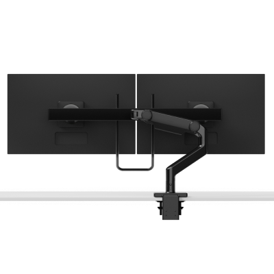 Brazo para monitor doble M8.1, barra transversal con mango, links inclinados/dinámicos, gris 100 x 100 mm VESA